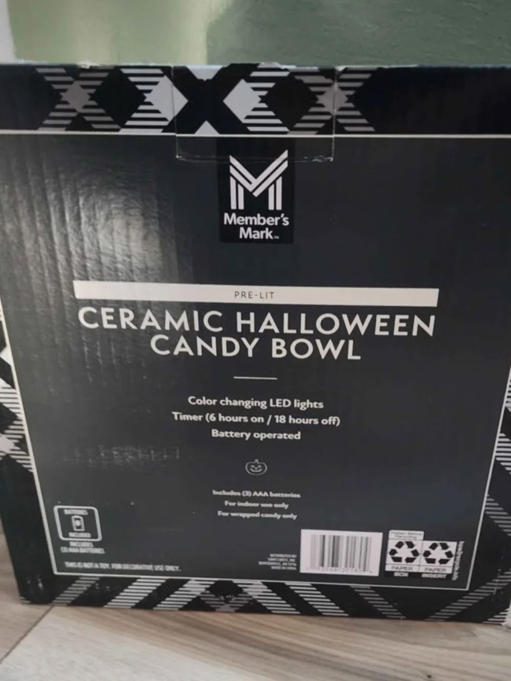 White Mummy Ceramic Halloween Candy Bowl with Color-Changing LED